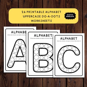 26 Alphabet Printable Uppercase Do-A-Dots Worksheets. Preschool-KDG Phonics. Alphabet Mat Printable.