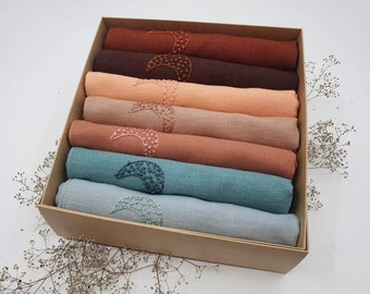 Softened Linen Face Towel 51x34, Kitchen Linen Towel, Linen Towel Set, Linen Towel Set Gift, Handmade embroidery, Linen Embroidery Tea Towel