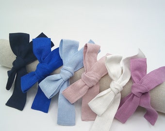 Girl Accessory, Elegant Mom Daughter Accessories Gift, Linen Bows, Baby Hair Bows, Hair Bow,