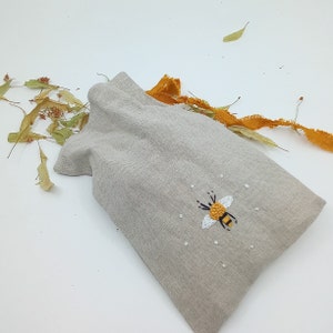 100% Linen Bags For Nuts, Hand Embroidered Bags, Tea Bags, For Home,For Kitchen, Bags With Embroidered Bees image 2