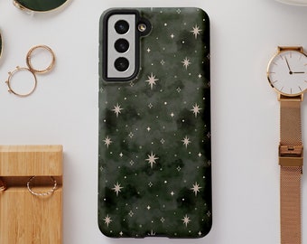 Forest Green Celestial Stars Witchy Aesthetic Phone Case