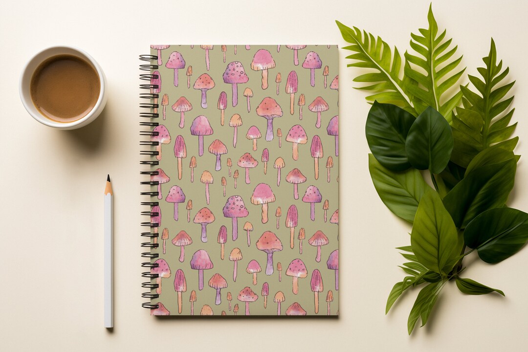 Sage Green Mushrooms Aesthetic Spiral Journal - Etsy