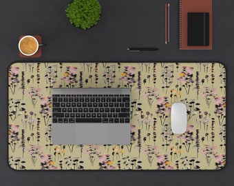 Cottagecore Green Wildflowers Aesthetic Keyboard Desk Mat