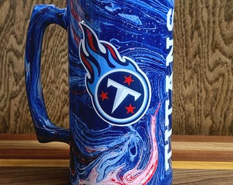 Tennessee Titans Heavyweight Mok, Handgemaakte Titans Koffiemok, NFL Voetbalfan Cadeau, Blauw Rood Marmeren Mok, Uniek Sportcadeau