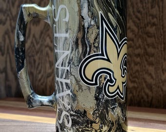 New Orleans Saints Heavyweight Mok, Handgemaakte Saints Koffiemok, NFL Voetbalfan Cadeau, Zwart Goud Marmer Mok, Uniek Sportcadeau