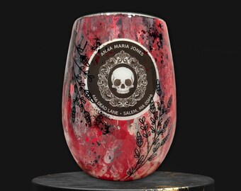 Gothic Skull Wine Glass, Witch’s Brew Glass, Red and Black Handmade Gothic Gift, Dark Romantic Halloween Decor