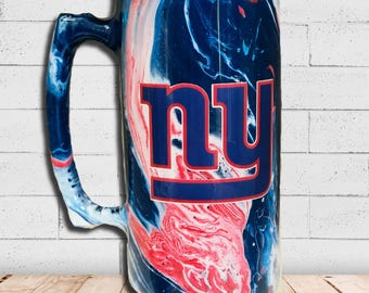 Mok van de New York Giants, cadeau voor Giants-fans, handgemaakte koffiemok van zwaar glas, uniek voetbalcadeau, cadeau voor hem op de wedstrijddag