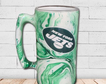 Cadeau voor New York Jets-fans | Unieke handgemaakte mok met hydrodip-afwerking | Stevige mok voor wedstrijddagen