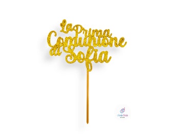 Topper cake Prima Comunione Bimba o Bimbo nome personalizzabile