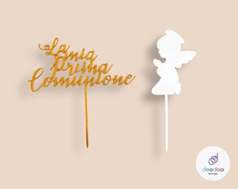 Topper cake '' La mia prima comunione'' più angioletto per bimbo e bimba