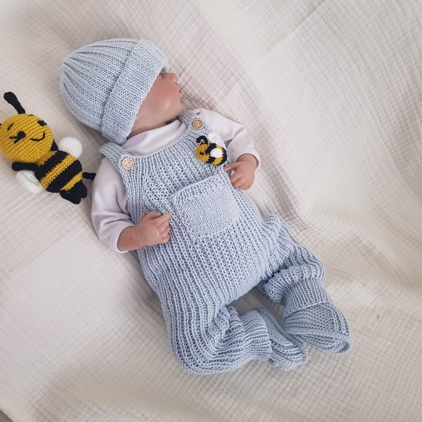 Knitted Baby Honey Bee Rompers Set, Newborn Coming Home Baby Outfit, Knitted Baby Clothes, Baby Boy Clothing, New Baby Gift