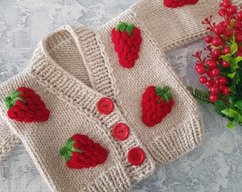 Knit Baby Cardigan: Hypoallergenic Wool, Daisy Flower Design