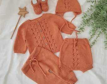 Newborn Coming Home Baby Outfit,Organic Cotton Baby Clothing Set,Knitted Baby Clothes,Unisex Baby Clothing,New Baby Gift