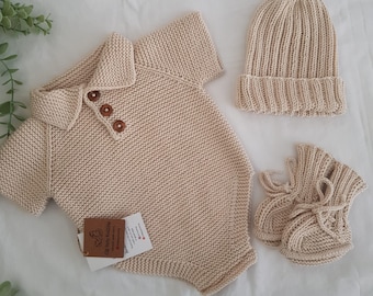 Newborn Baby Outfit, Homecoming Outfit, Knitted B, Baby Clothes, Organic Baby Clothing, Baby Shower Gift, Gift to Mother