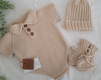 Tenue pour nouveau-né, tenue de bal, B en tricot, vêtements pour bébé, vêtement bio pour bébé, cadeau baby shower, cadeau pour une maman