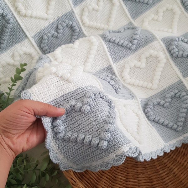 Handmade blanket,knit baby blanket,popcorn crochet blanket,Baby popcorn blanket