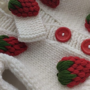 Knitted Handmade Baby Strawberry Cardigan,organic cotton cardigan, unisex baby cardigan, Hand-knit unisex kids, baby/toddler cotton cardigan image 9