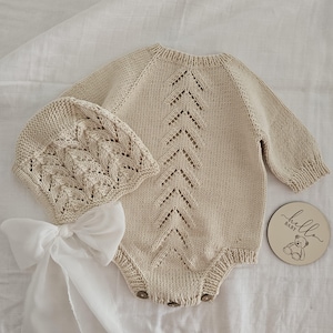 Newborn Baby Girl Coming Home Outfit, Baby Girl Set of 3, Organic Cotton Baby Clothing Set, Knitted Baby Clothes, model suit