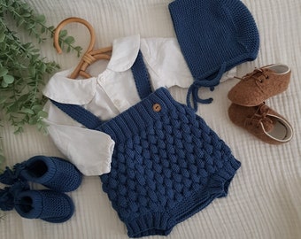 Newborn Knitted Clothes, Knitted Baby Rompers & Bonnets and Booties, Knitted Baby Clothes, Boy Knitted Baby Clothes, Baby Boy Gift