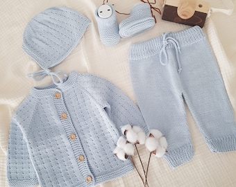 Gestricktes Neugeborenen-Baby-Outfit, gestricktes Baby-Krankenhauskleid, Baby-Jungen-Outfits, Baby-Homecoming-Baby-Outfit