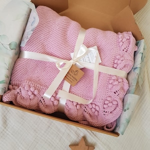 Newborn Knitted Blanket, Knitted Baby Blanket, Baptism Blanket, Custom Baby Blanket