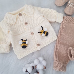 Honey Bee Knitted Baby Outfit, Bee Knit Set, Newborn Outfit, Knitted ...