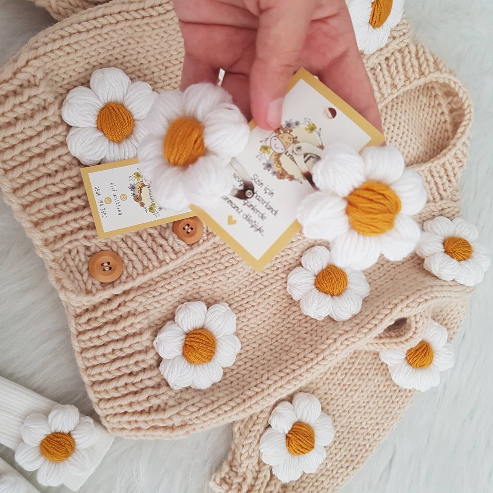 Beige Flower Cardigan