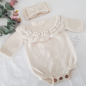 Gebreide babyrompertjes, babykleding van biologisch katoen, rompertjes voor baby&#39;s, Coming Home-baby-outfit