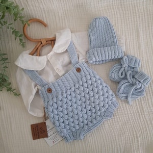 Newborn Rompers Set, Knitted Baby Hospital Gown, Baby Boy Clothes, Baby Homecoming Baby Outfit, Baby Boy Gift