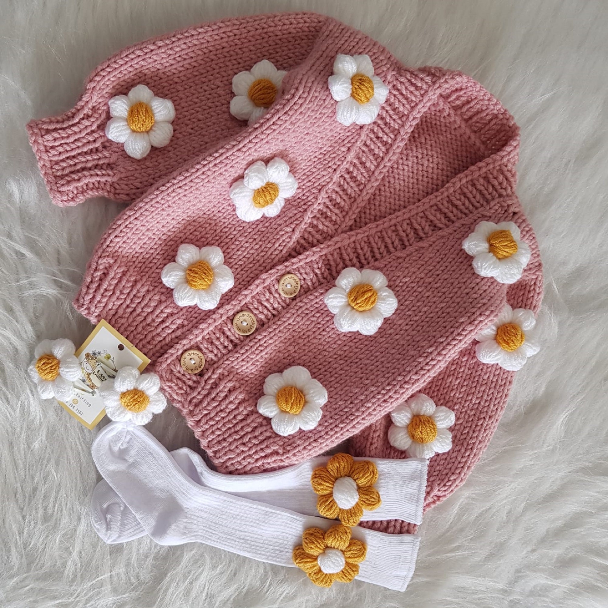 Baby Girl Cardigan Handmade Floral Cardigan Daisy Flower Etsy