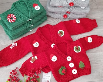 Baby Christmas Cardigan, New Year Crop Knitwear Sweater, Children&#39;s Christmas Shirt, Christmas outfit, Baby Christmas Gift
