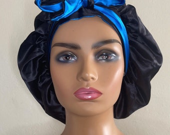 Silky Double Layer (Reversible) Bonnet With Long Tie