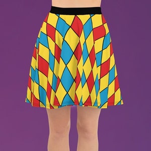 Primary Color Diamonds Clowncore Skater Skirt