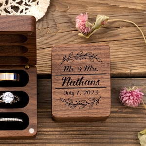thumbnail image 2 of Wooden Wedding Ring Box 2 Rings, Personalised Engagement Ring Box 2 of 13