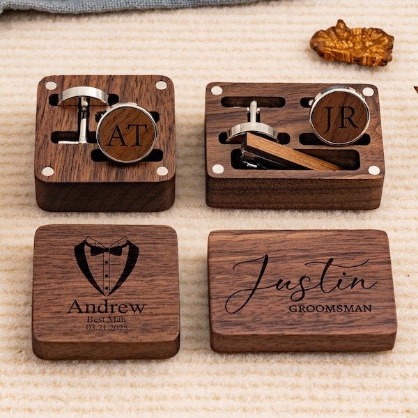 Personalized Wooden Wedding Cufflinks, Groomsman Cufflinks, Best Man Cufflinks, Party Role Cufflinks, Wood Engraved Cufflinks, Gift for him