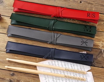 Custom Drumsticks with Bag Set,Engraved Drumstick Bag,Personalized Drumstick Holder Case,Gift For Drummer,Gift for Musician,Drumstick Pouch