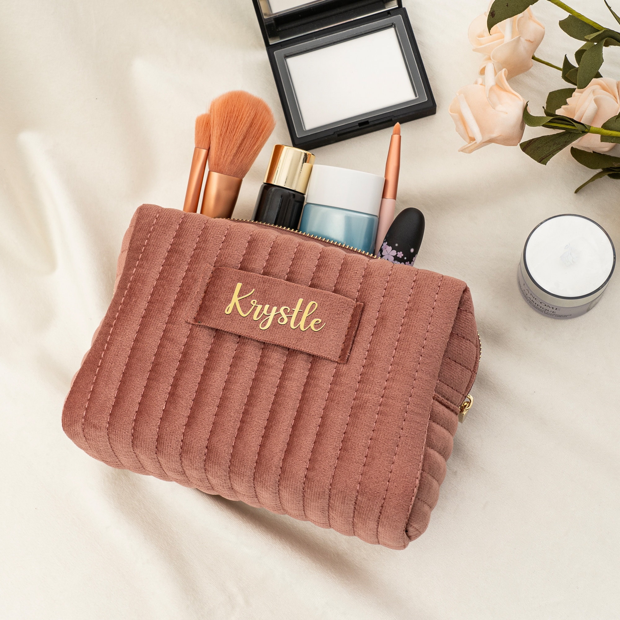 Custom Makeup Bag Personalised Bridesmaid Gifts Wedding Gift Travel Toiletry Bag Velvet Cosmetic Bag Birthday Gift Gift for Her Etsy