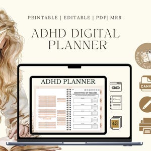 ADHD Digital Planner Template | Editable Canva Planner Kit (PLR for Focus & Productivity)