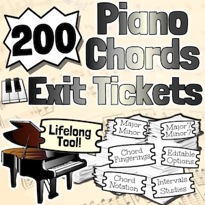 200 Piano Chords Exit Tickets | Tests Quizzes Homework Sub Work And More