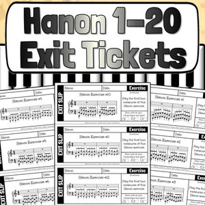 Hanon Piano Exercise Exit Tickets | Piano Exercises 1-20 Virtuoso Pianist