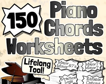 150 feuilles de travail sur les accords de piano | Tests Quiz Devoirs Sous-Travail Et Plus