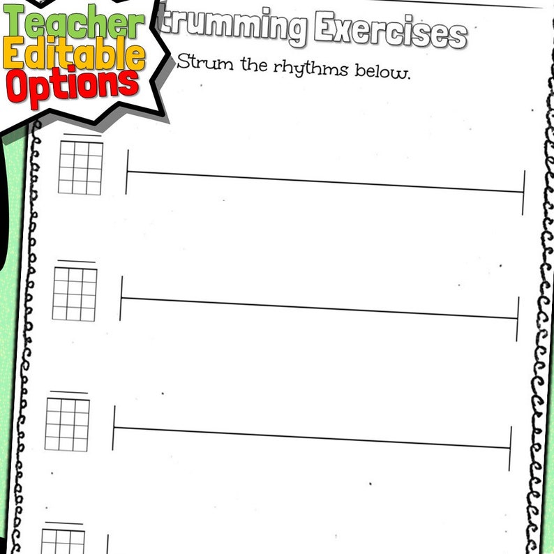 Ukulele Strumming Exercises Worksheets Etsy