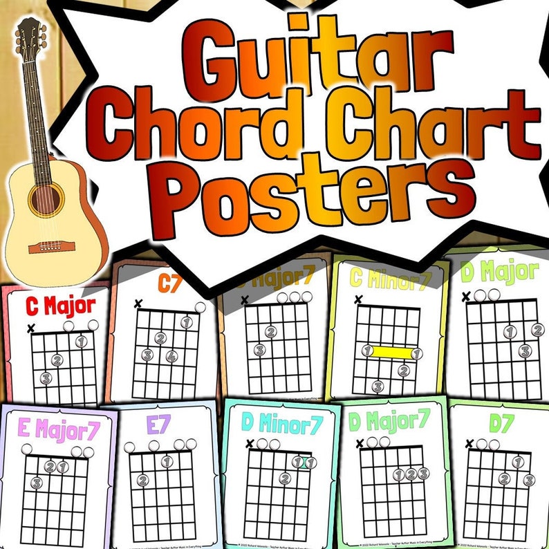 60 Guitar Chord Chart Posters All Chords All Fingerings All Sharps All
