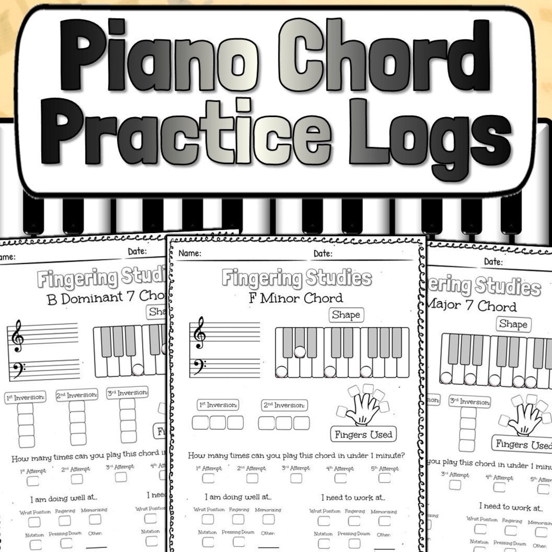 Piano Chord Practice Logs Worksheets Etsy
