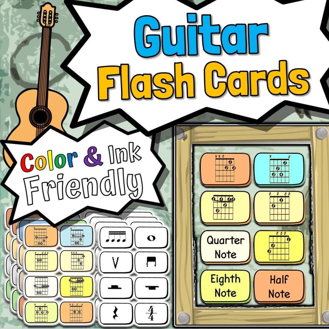 Guitar Flash Cards Etsy