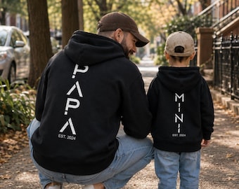Personalized Dad Mini Hoodie with Name & Year – Father-Child Matching Outfit – Family Hoodie – Gift for Dad – Father-Son-Daughter Outfit