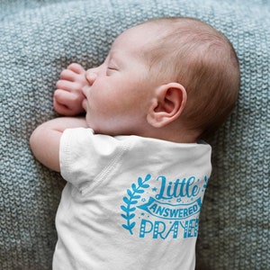 newborn baby onesie!!! cotton| Baby body with sayings| baby apparel| Baby gift with funny saying &quot;Little answered prayer&quot;.