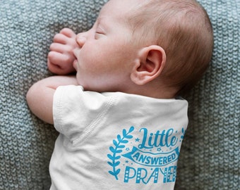 Neugeborene Baby Body!!! Baumwolle| Baby Body mit Sprüchen| Baby Bekleidung| Baby Geschenk mit Lustiger Spruch "Little answered prayer".