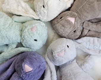 BESTICKT-Hase:Persönlicher Plüschfreund.Hase mit Namen bestickt.Babygeschenk zur Geburt. Personalisierte Kind Geschenke.Kindergeschenk.