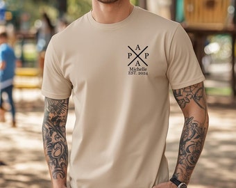 Zeitlose Vaterschaft:Personalisiertes Vater Shirt.Vatertagsgeschenk-Personalisierte Papa T-Shirt.Geschenkidee für Papa.